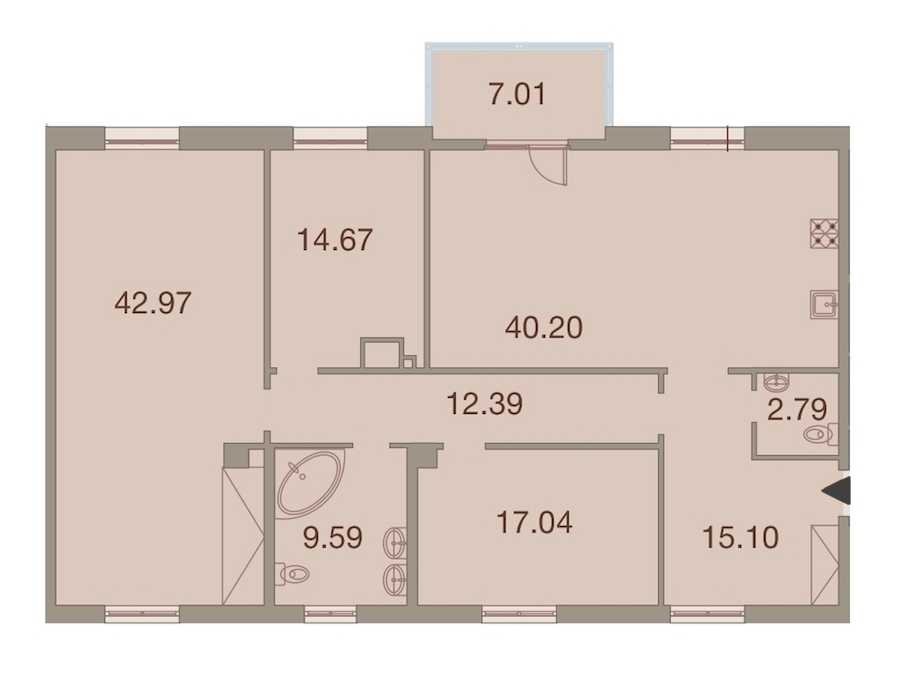 Трехкомнатная квартира в : площадь 158.26 м2 , этаж: 6 – купить в Санкт-Петербурге